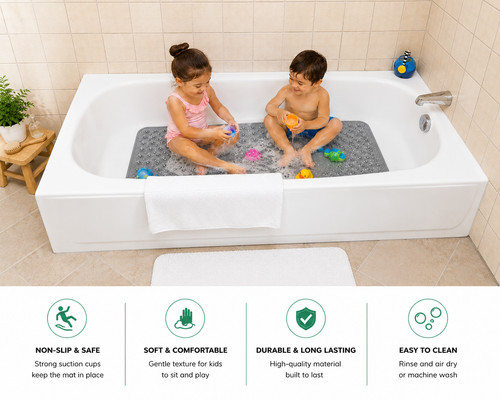 Grey shower mat non slip - mat,