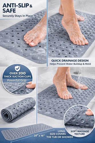 Shower mat non slip 100x40cm - shower,